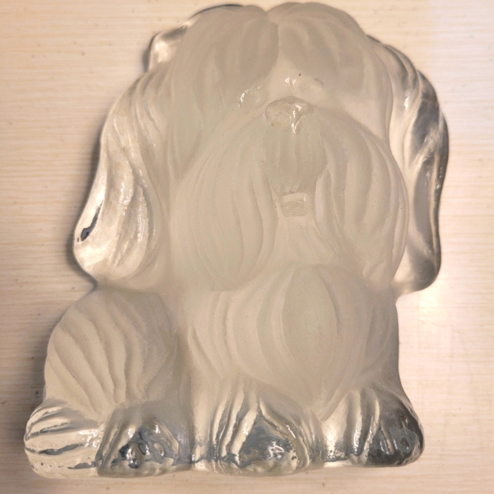 Vintage Viking Frosted Glass Dog Decor Hand made Paperweight